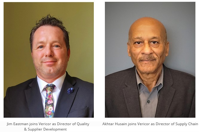Vericor Power Systems Announces the Appointment of Jim Eastman as Director of Quality & Supplier Development and Akhtar Husain as Director of Supply Chain