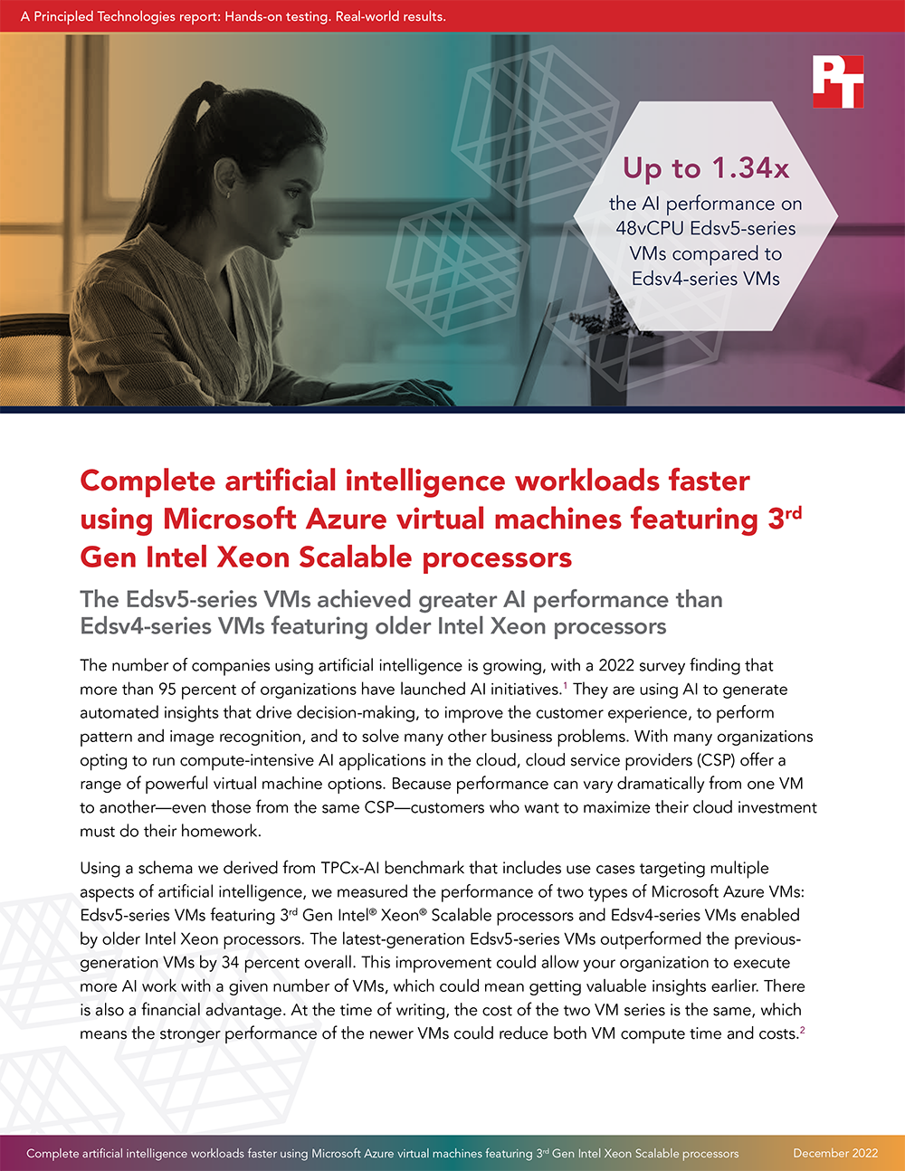 Principled Technologies Proves Microsoft Azure Edsv5-Series VMs with 3rd Gen Intel Xeon Scalable Processors Outperformed Previous-Generation Counterparts on AI Workload