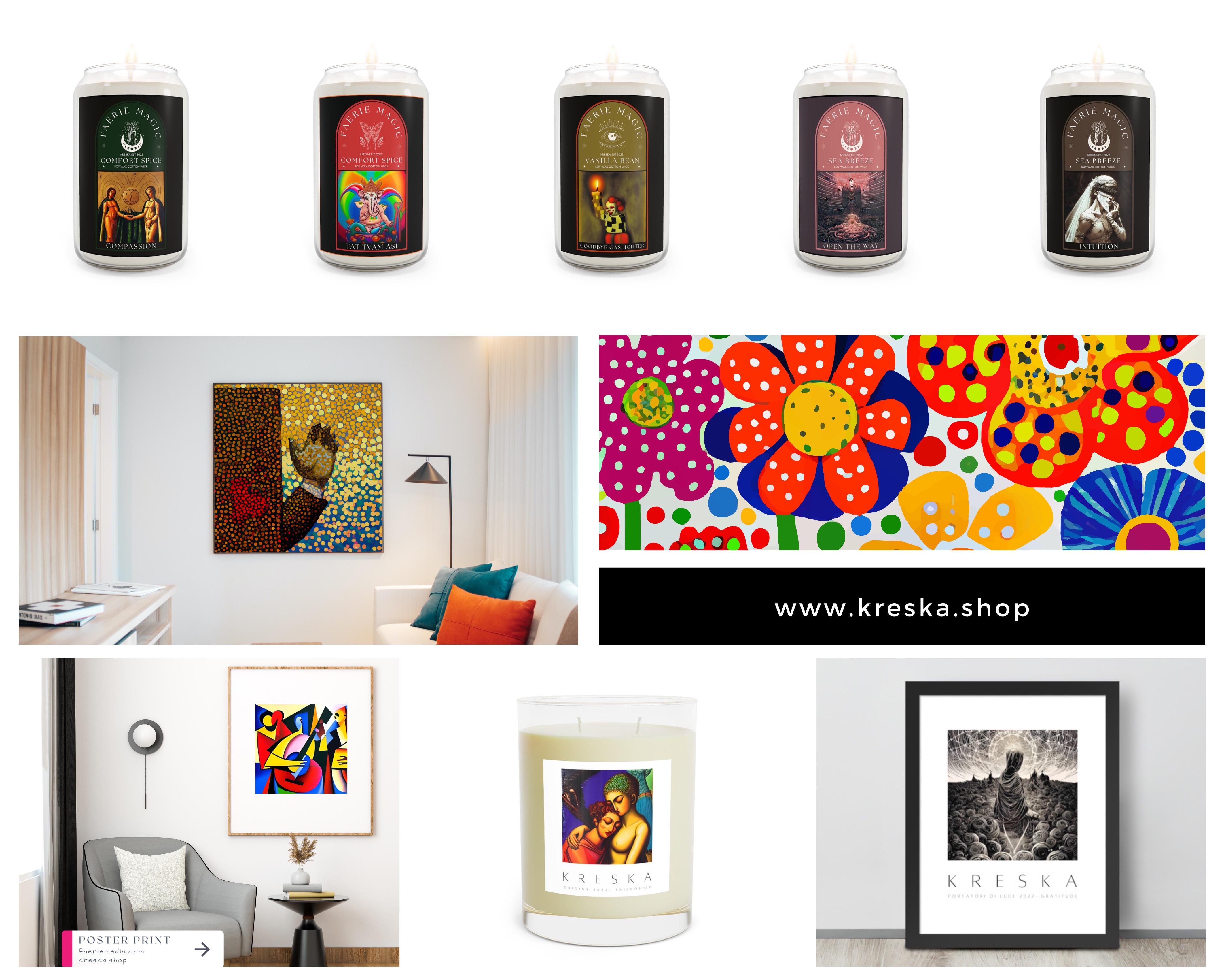 Faerie Media Launches Kreska.Shop: Unlocking the Benefits of Meditation with Intention Candles and Inspirational Wall Art