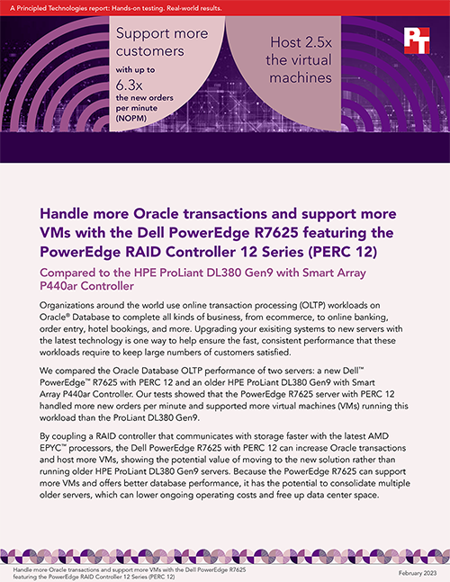 Principled Technologies Releases Two Studies Comparing the Oracle Database Performance of Dell PowerEdge R7625 Servers with PERC 12 to Legacy Systems