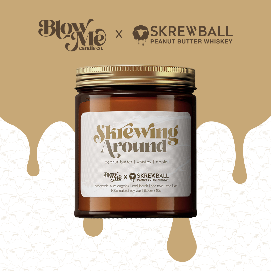 Blow Me Candle Co. Collaborates with Skrewball Peanut Butter Whiskey to Release New Scented Candle "Skrewing Around"