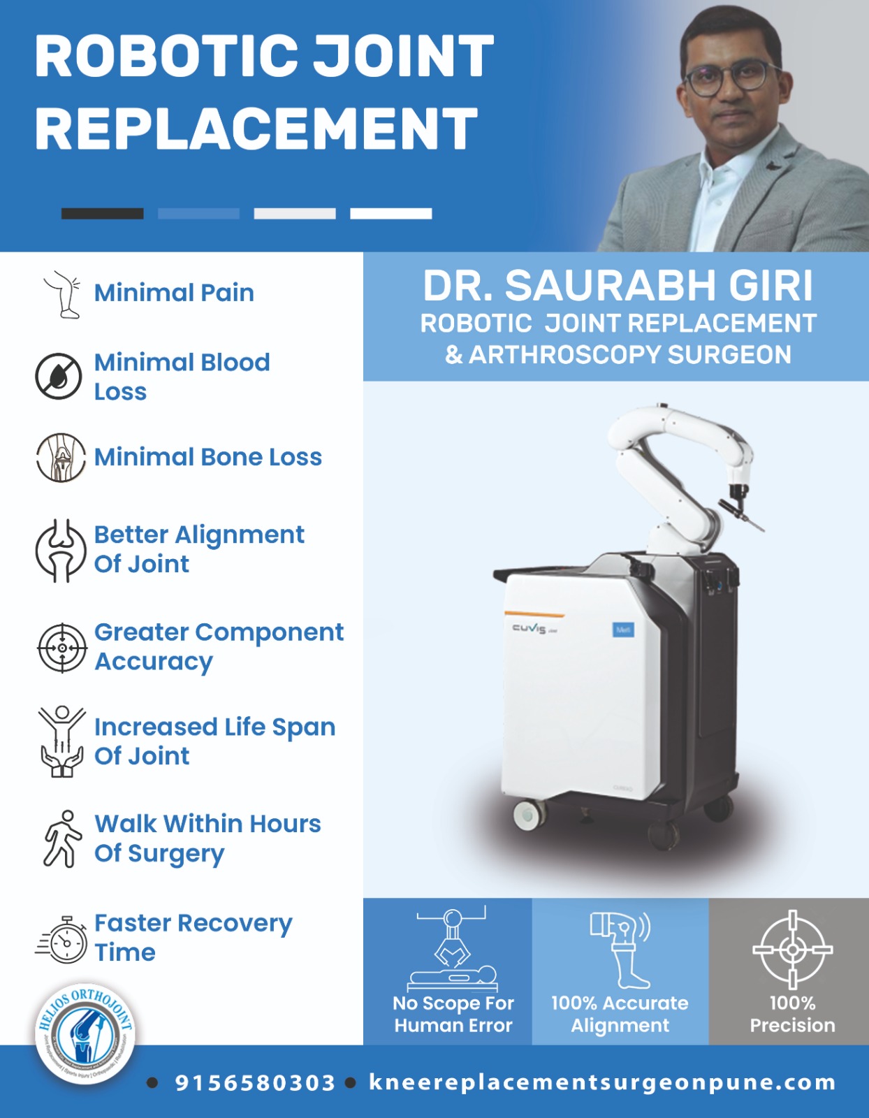 Dr. Saurabh Giri Introduced India’s First Revolutionary, Fully Autonomous AI-Based Robotic Knee Replacement System at Helios Orthojoint in Pune