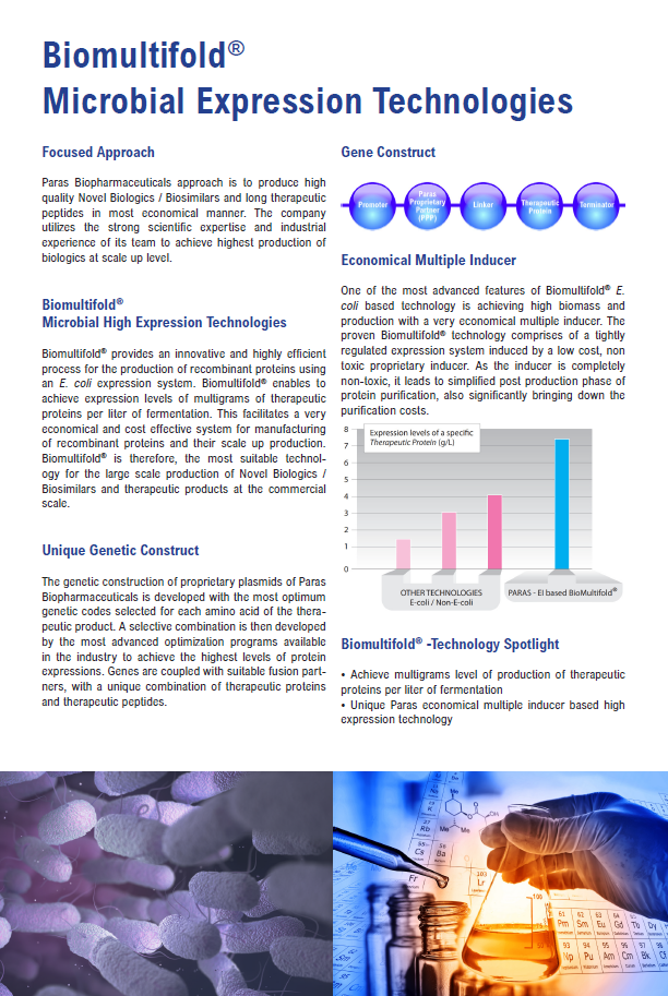 Paras Biopharma (Biologics CDMO) Maximises Recombinant Protein Expression in Microbial Systems – To Facilitate Economical Scale-Up in Production of Biologics