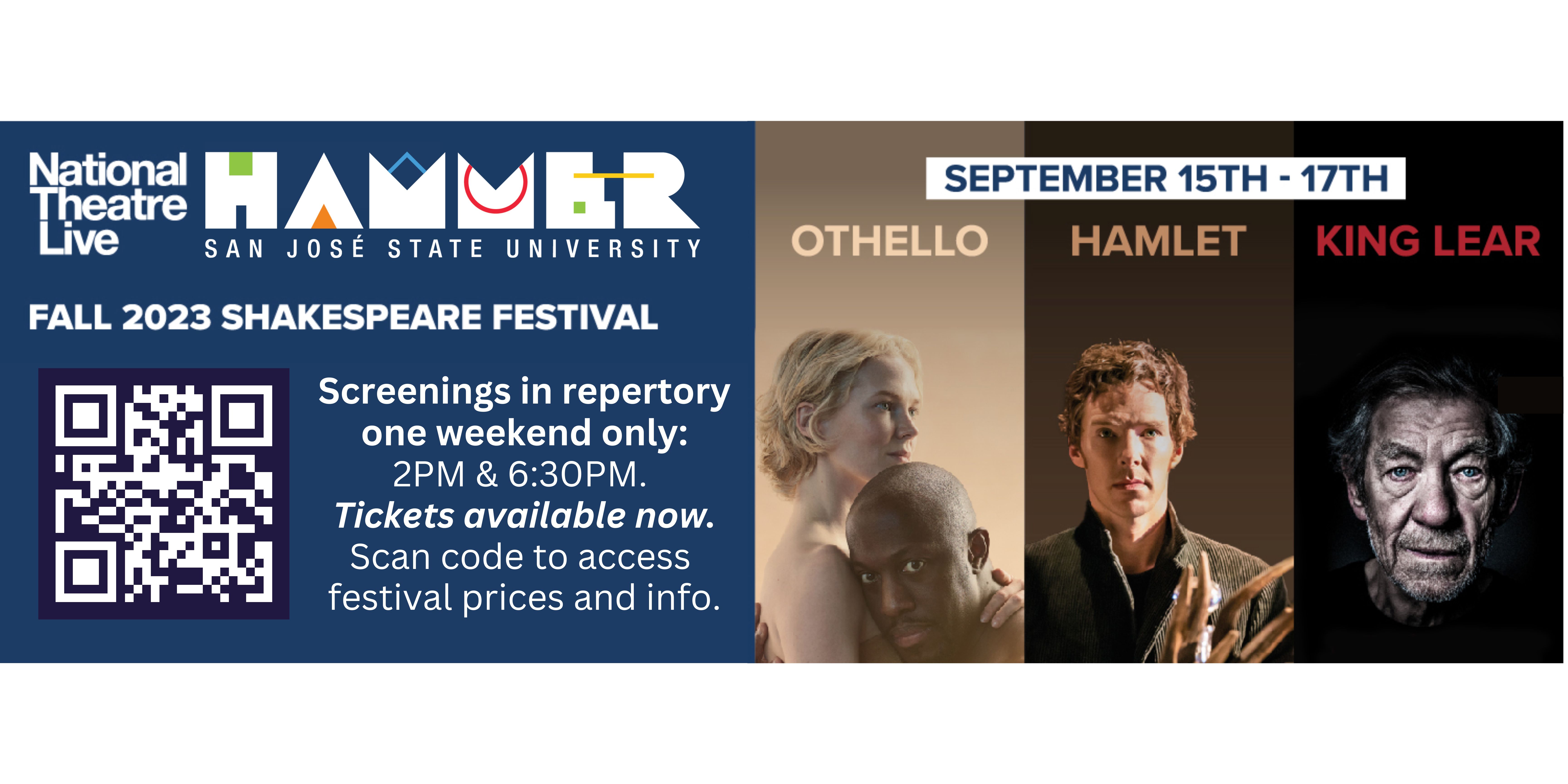 Hammer Theatre Center Presents Fall 2023 Shakespeare Festival Featuring National Theatre Live Screenings of Shakespeare's Othello, Hamlet and King Lear