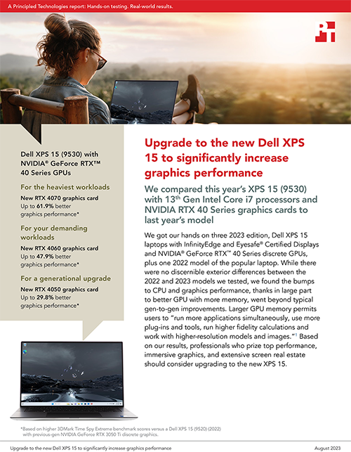 Principled Technologies Study Shows the Benefits of Upgrading to the 2023 Edition of the Dell XPS 15 Laptop