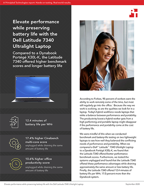Principled Technologies Releases Study Comparing the Performance of Dell Ultralight Laptops to Competing Devices