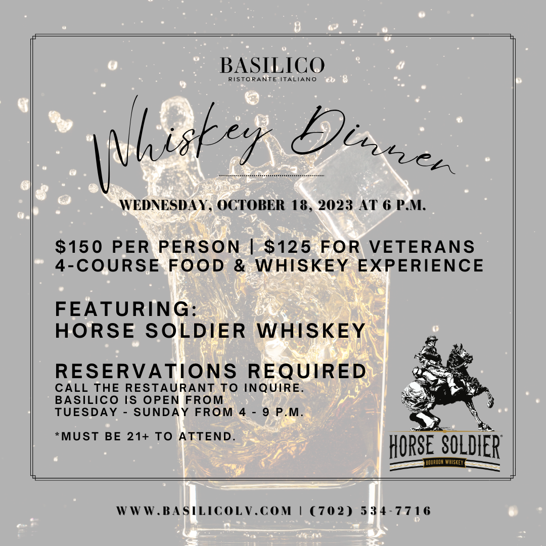 Elevate Your Dinner Experience at Basilico with a Special 4-Course Food and Whiskey Dinner