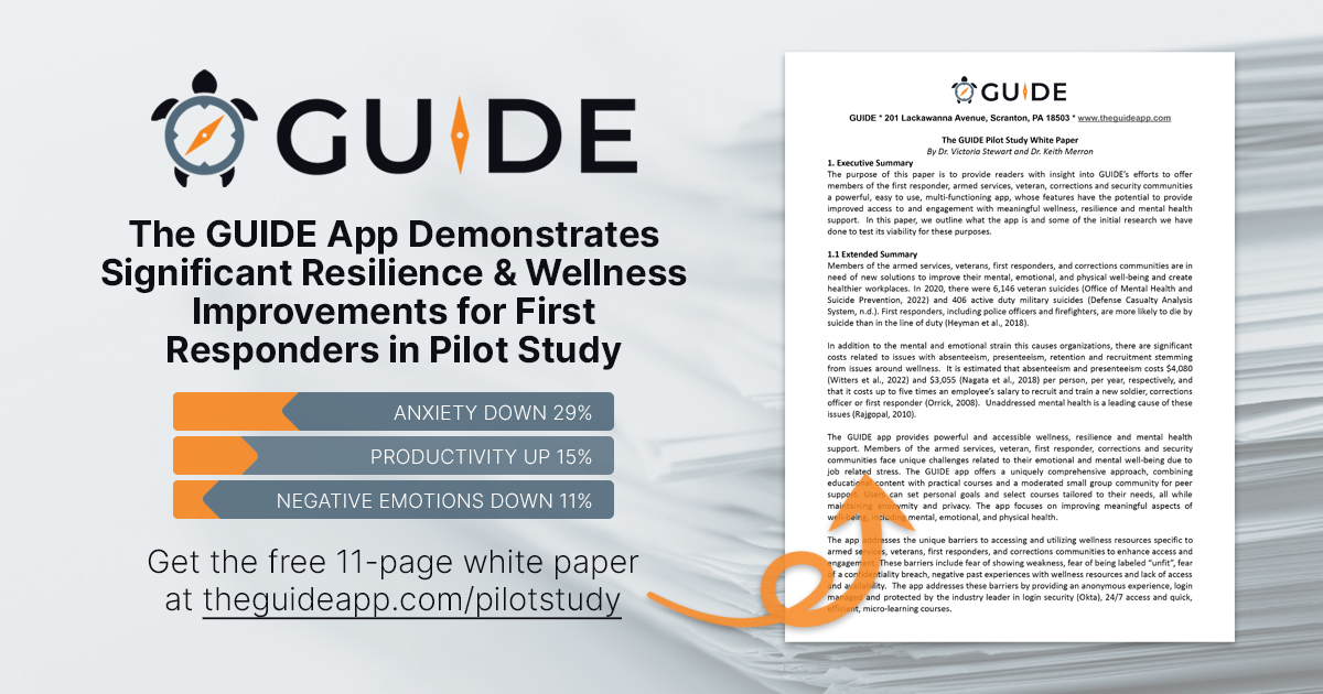 The GUIDE App Demonstrates Significant Resilience & Wellness Improvements for First Responders in Pilot Study