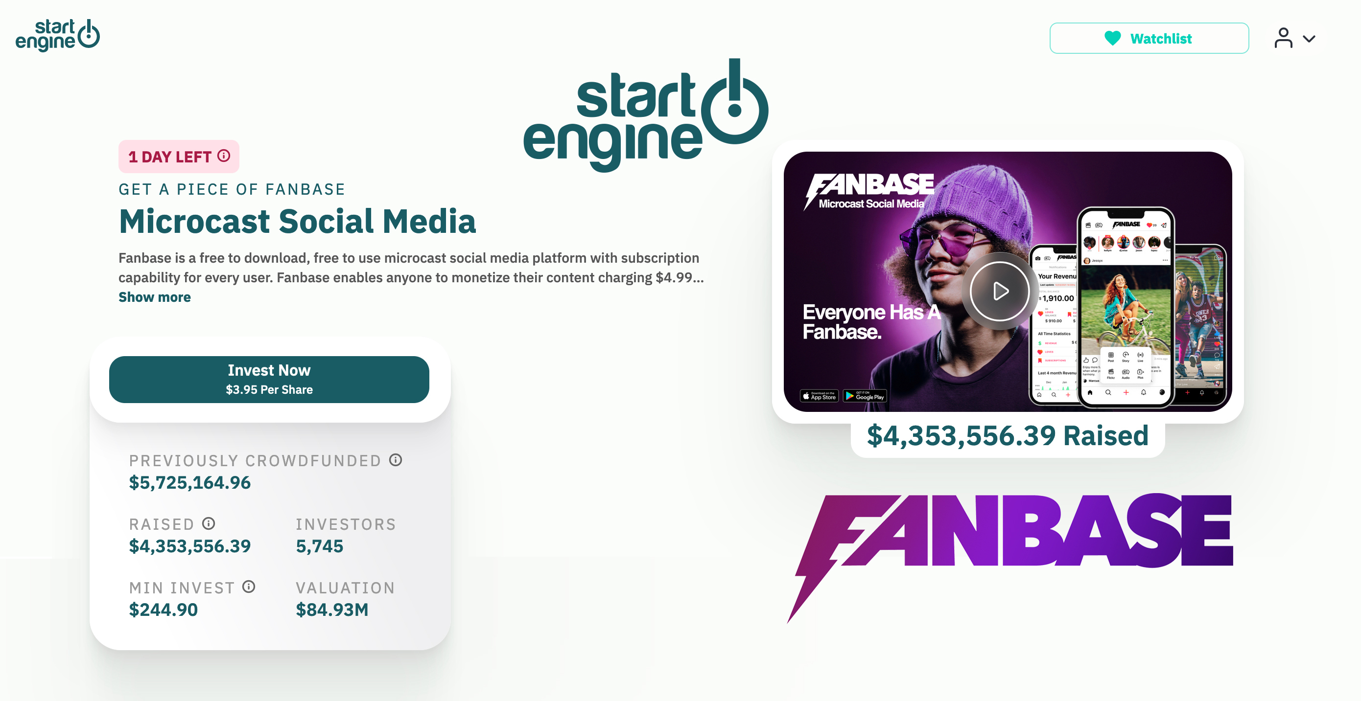 Last Day to Invest in Fanbase Seed Round on StartEngine