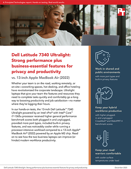 New Principled Technologies Study Highlights How Investing in Dell Latitude 7340 Ultralight Laptops Could Boost Productivity, Privacy, and Comfort for On-the-Go Workers