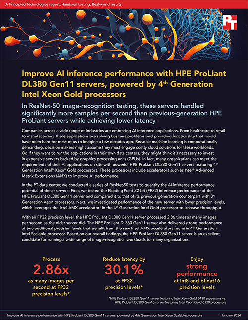 New Principled Technologies Study Highlights the Strong AI Inference Performance of the New HPE ProLiant DL380 Gen11 Server Powered by 4th Gen Intel Xeon Gold Processors