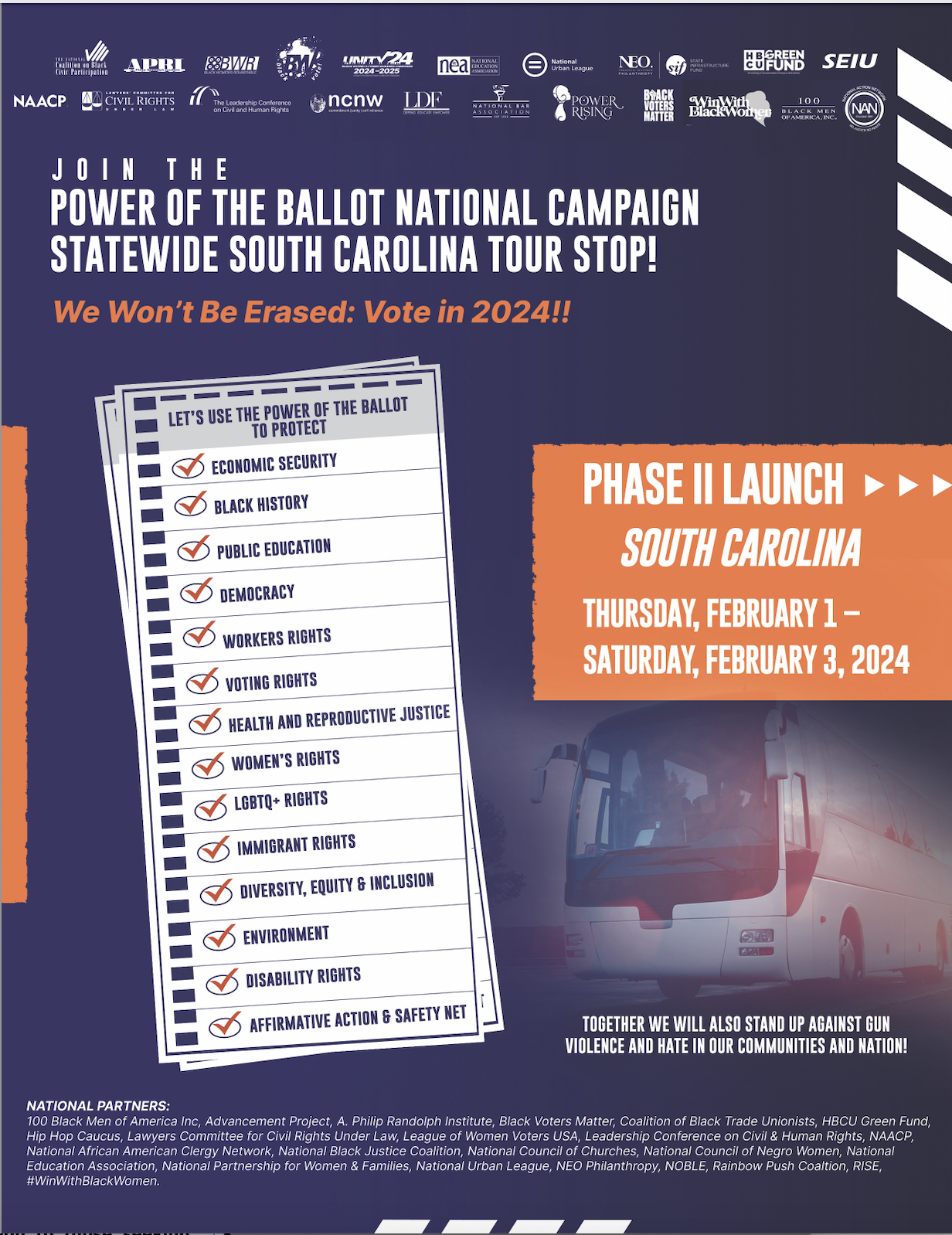 National and State Organizations Join Forces to Launch Phase II of the NCBCP Unity 2024 “Power of the Ballot” National Campaign to Mobilize Voters for Early Voting in SC
