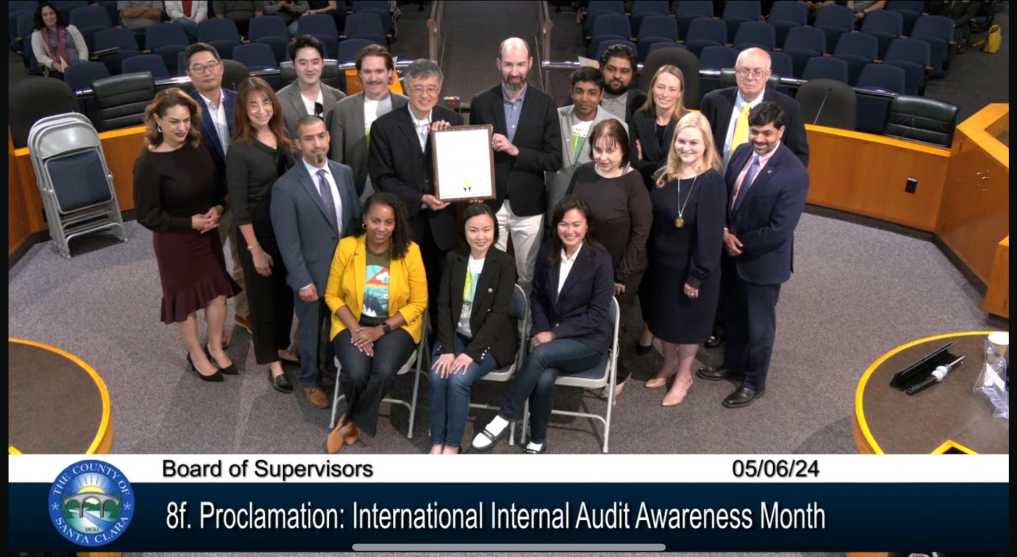 IIA San Jose Celebrates Internal Audit Awareness Month with Proclamation from California Santa Clara County