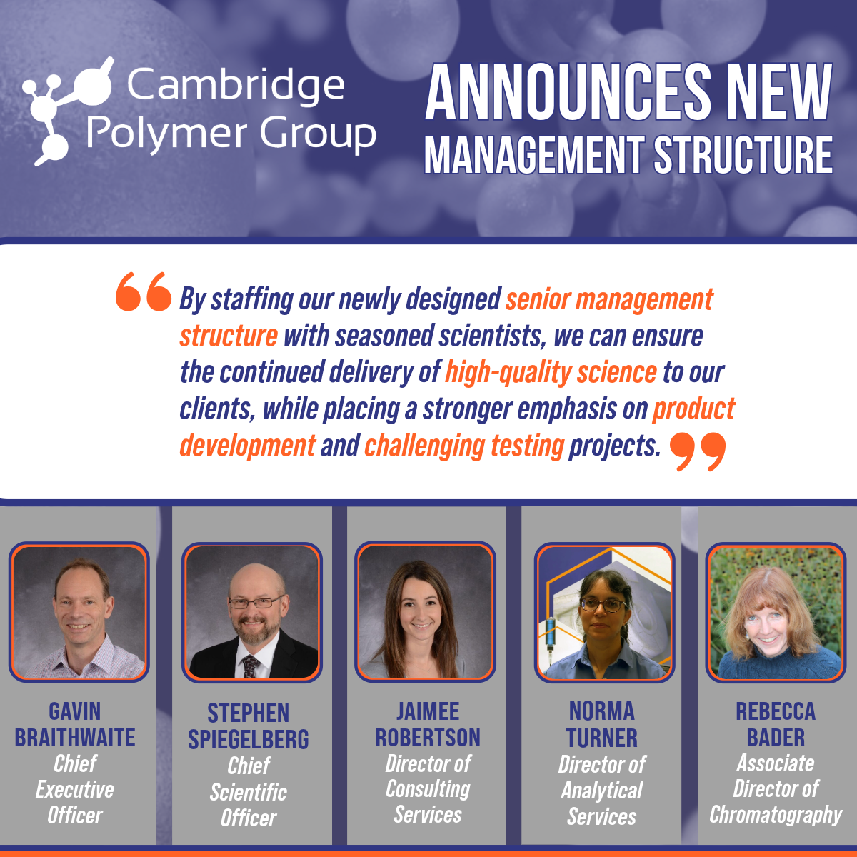 Cambridge Polymer Group Unveils Restructure to Accelerate Client Innovation through Material Science