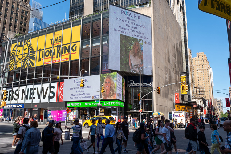 P.O.W.E.R. Honors Maureen Tara Nelson on Times Square Billboards for her “Power of Love” Award