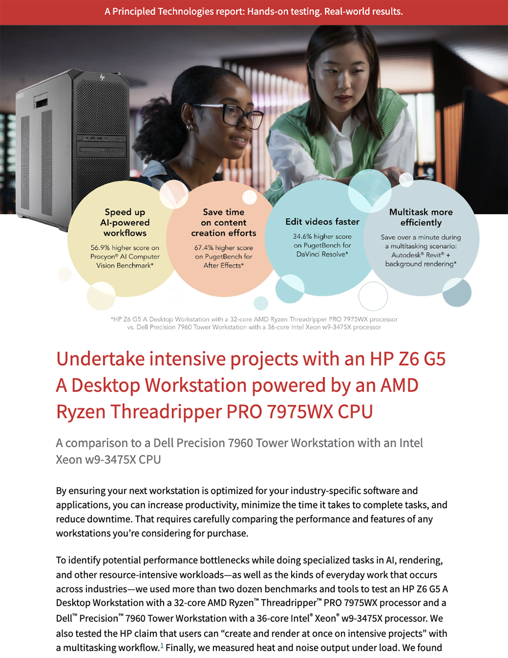 PT Study Found an HP Z6 G5 A Desktop Workstation Outperformed a Dell Precision 7960 Tower Workstation