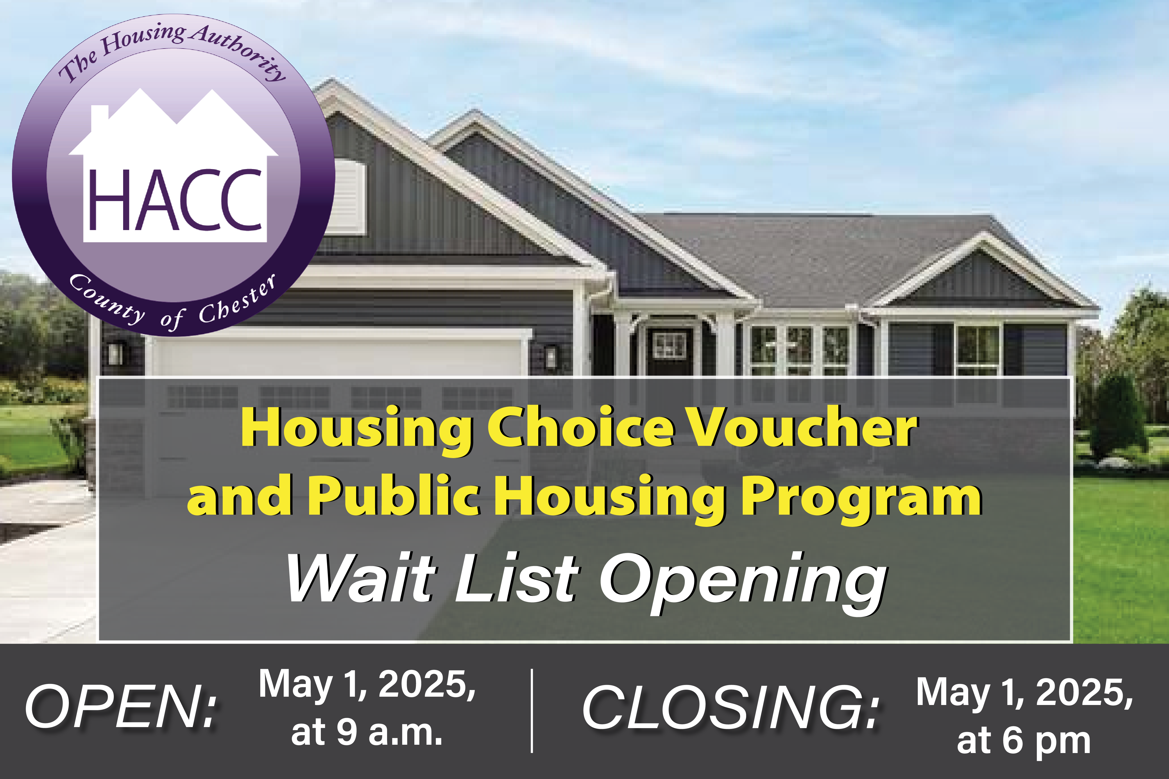 Waitlist Opens for Housing Programs in Chester County for First Time in Twelve Years