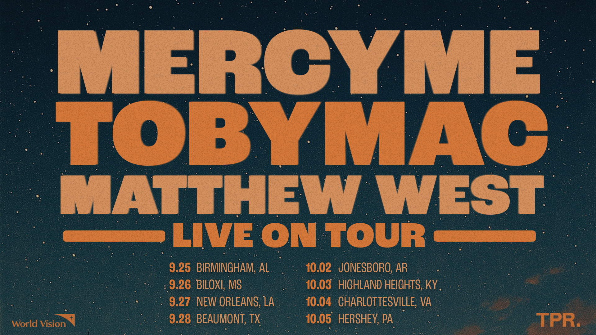 Powerhouse Christian Music Artists MercyMe, TobyMac & Matthew West Join Forces for Fall Tour Promoted by TPR.