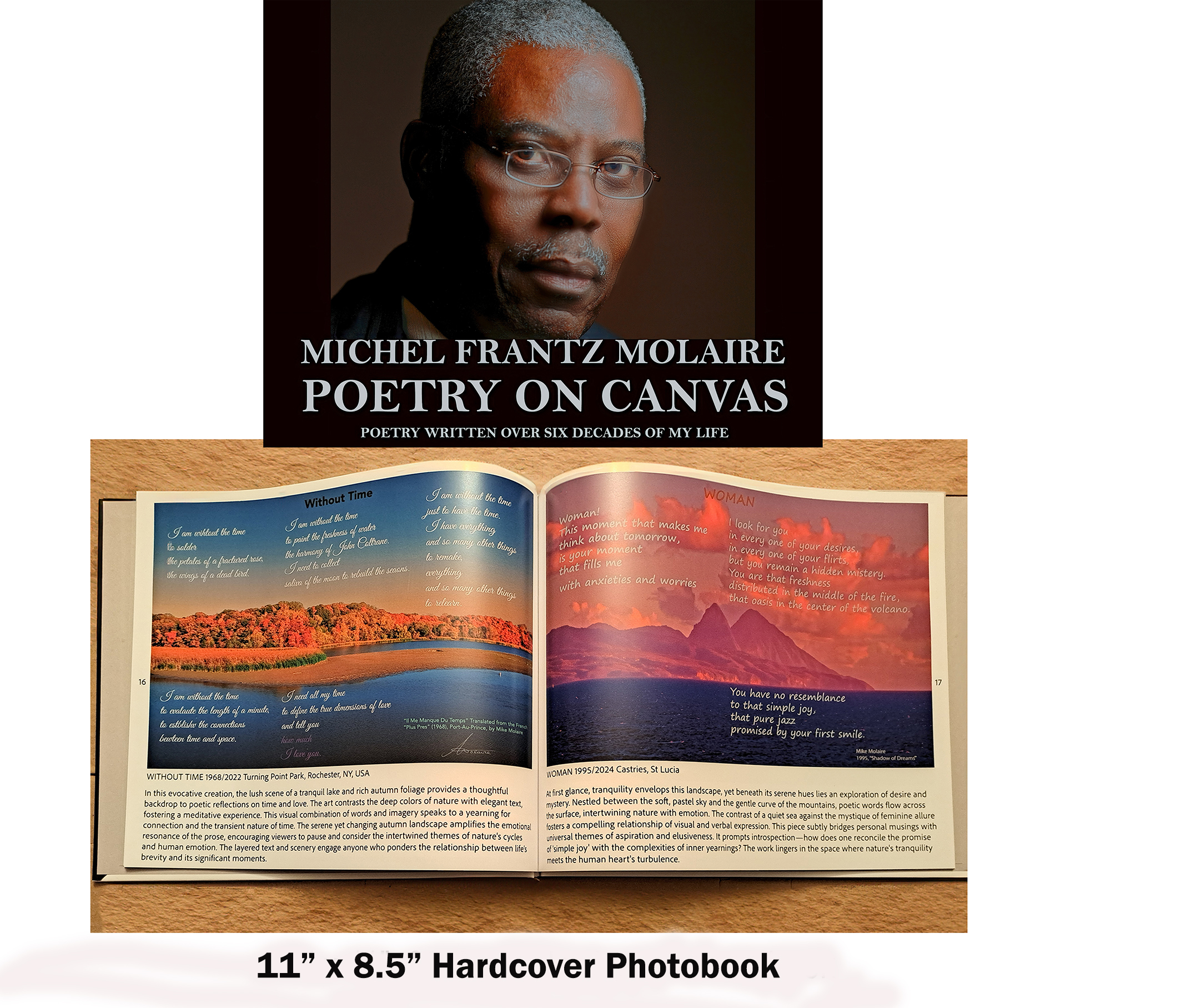 Announcing Michel Frantz Molaire - Poetry on Canvas: Poetry Written Over Six Decades of My Life. An 11" X 8.5" Hardcover Photobook | Mike Molaire