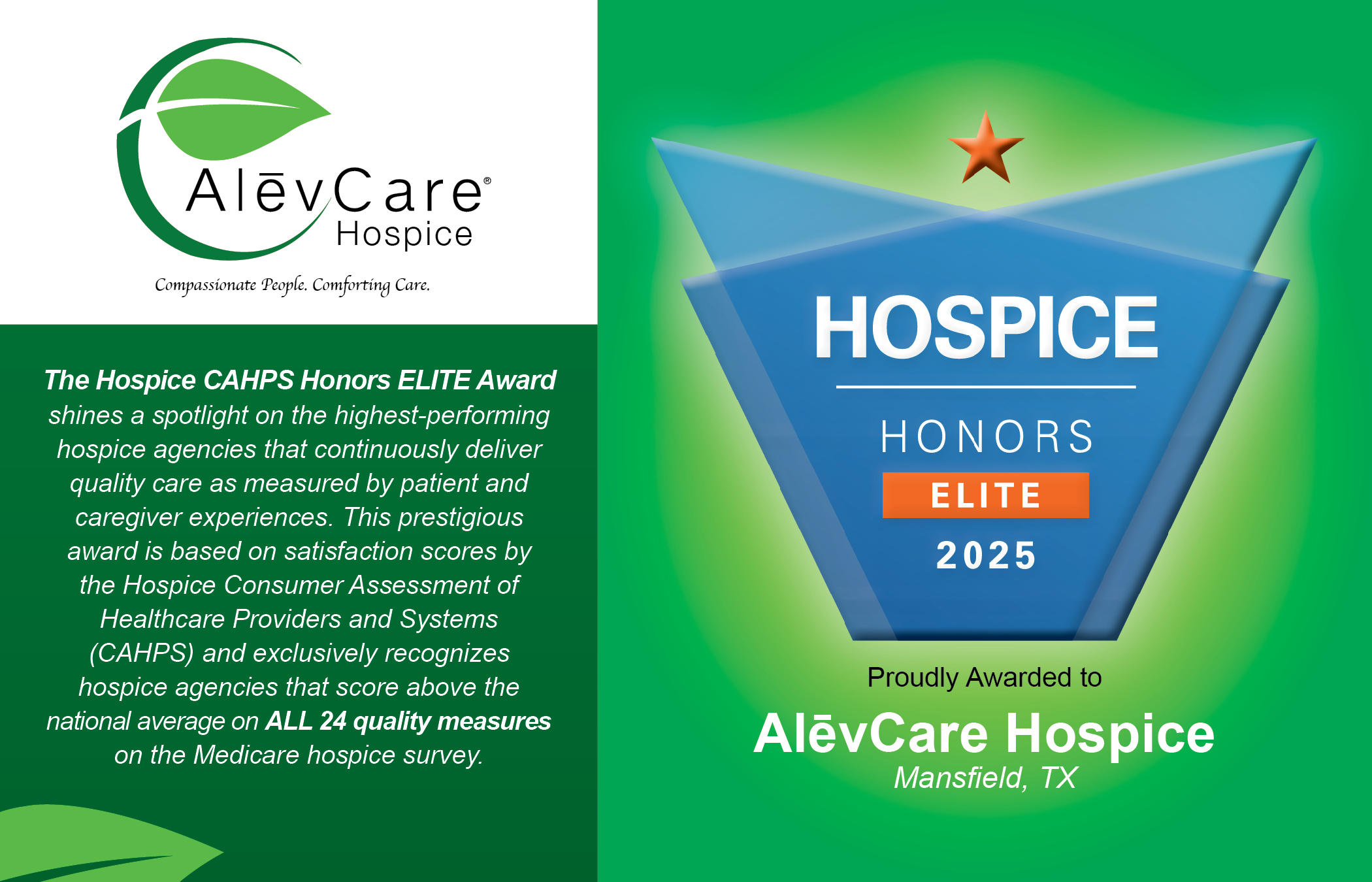 AlēvCare Hospice Earns National “Hospice Honors ELITE” Distinction – Only DFW Provider to Receive 2025 Award