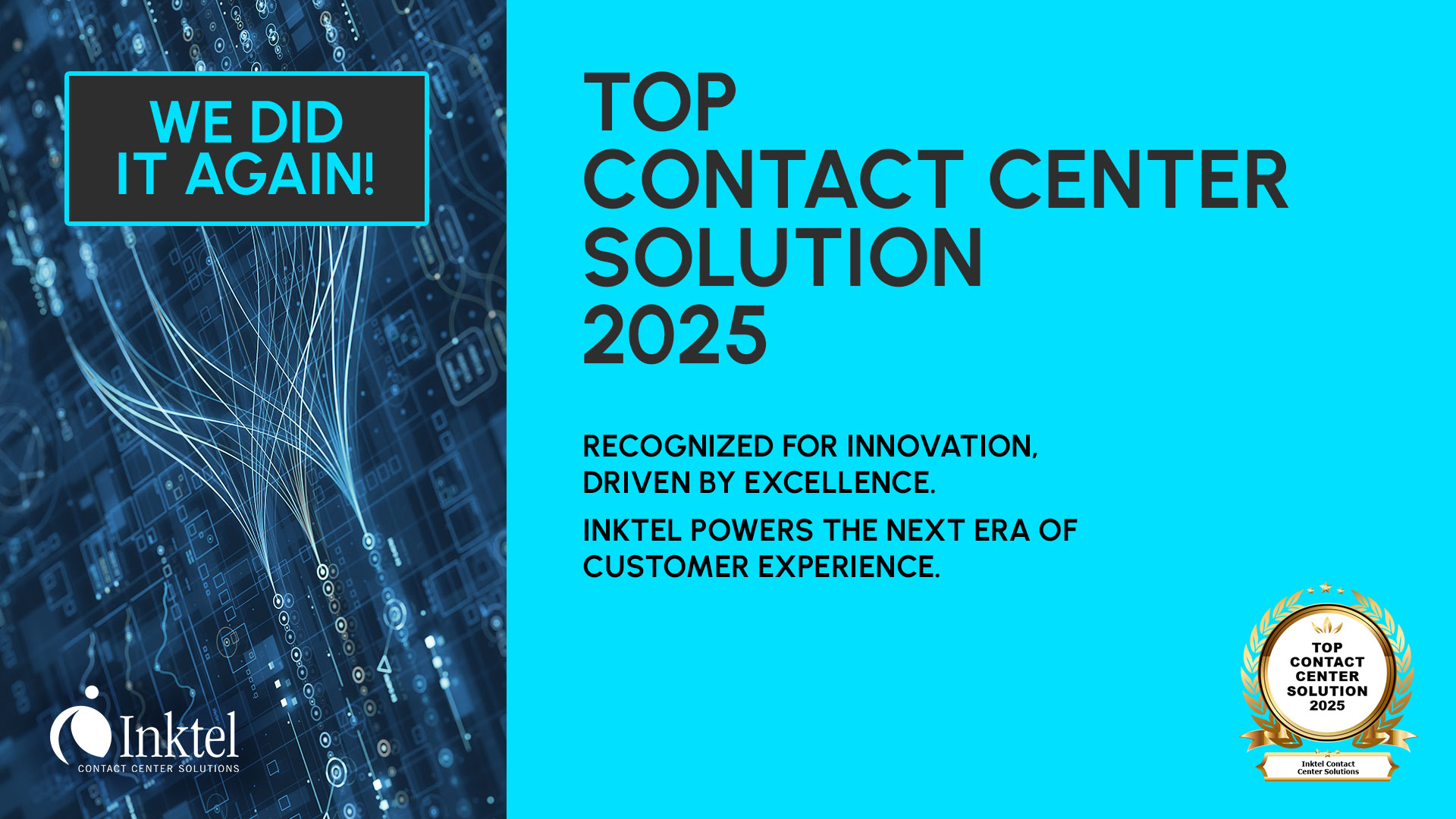 Inktel Contact Center Solutions Named "Top Contact Center for 2025" by CIO Review