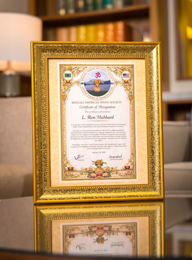 Bengali American Hindu Society Honors L. Ron Hubbard for Advancing Peace and Moral Awareness Worldwide