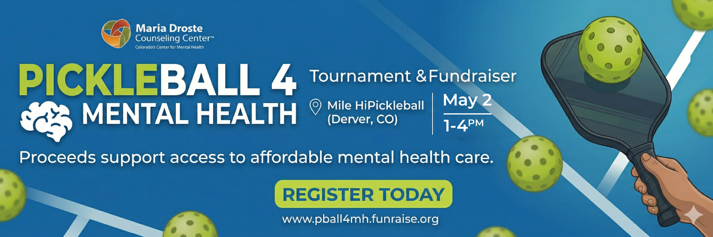 Maria Droste Counseling Center to Host Inaugural Pickleball for Mental Health Tournament in Denver