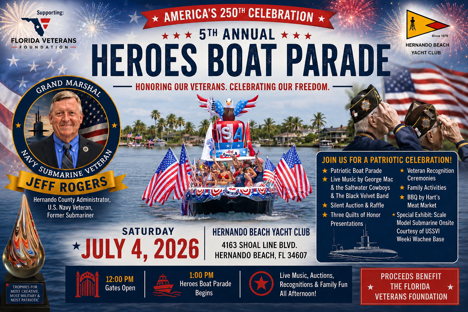 Hernando County Administrator Jeff Rogers Named Grand Marshal for 5th Annual Heroes Boat Parade Benefiting Florida Veterans and Celebrating America's 250th