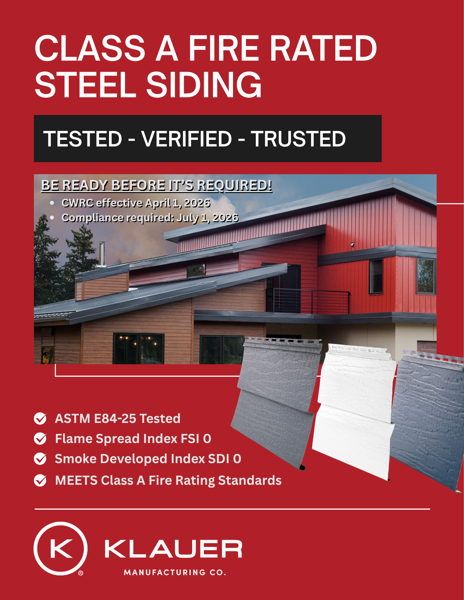 Klauer Steel Siding Achieves Class A Fire Rating Certification Amid Growing Focus on Wildfire-Resilient Construction