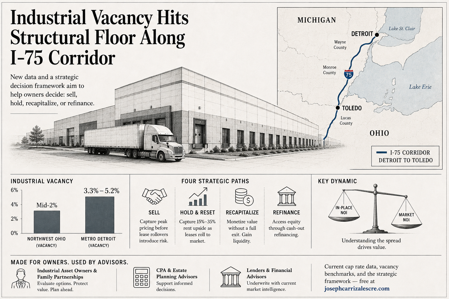 Joseph Carrizales CRE Publishes Free Updated Cap Rate Data and Industrial Asset Evaluation Resource for Detroit–Toledo Corridor Property Owners