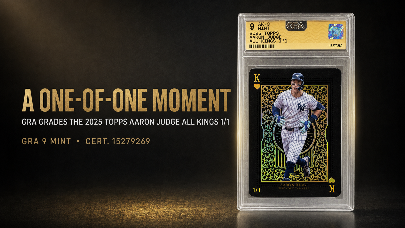 Global Rating Authority Authenticates and Grades Rare 2025 Topps Aaron Judge All Kings 1/1, Creating a Permanent Record for the One-of-One Card