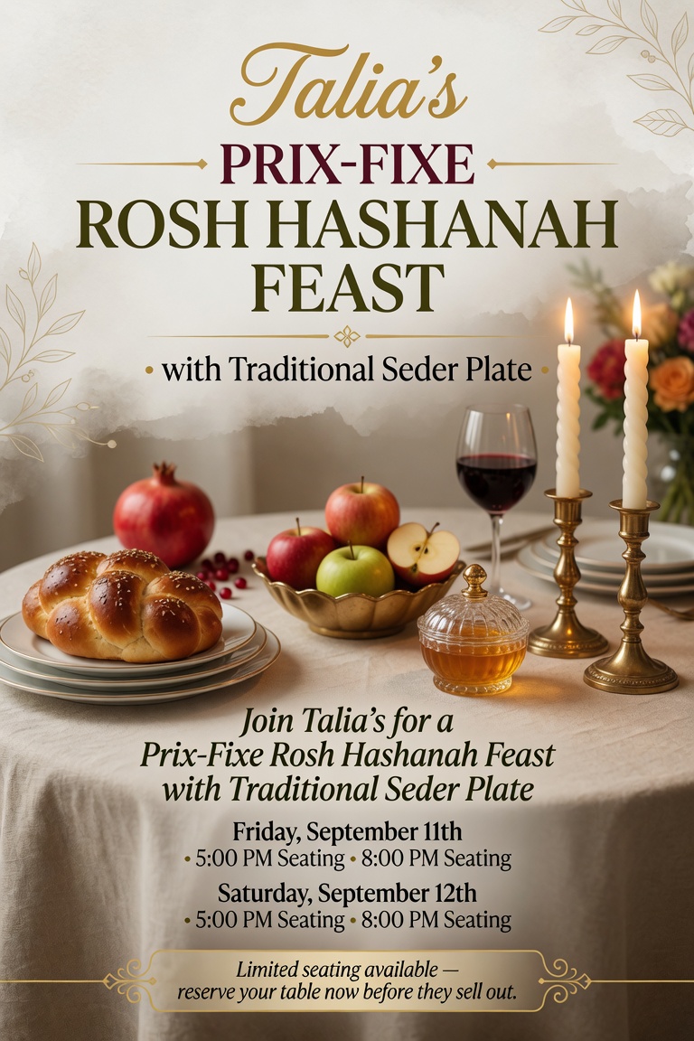 NYC Upper West Side Restaurant, Talia's Steakhouse, Serving Rosh Hashanah 2026 Meals