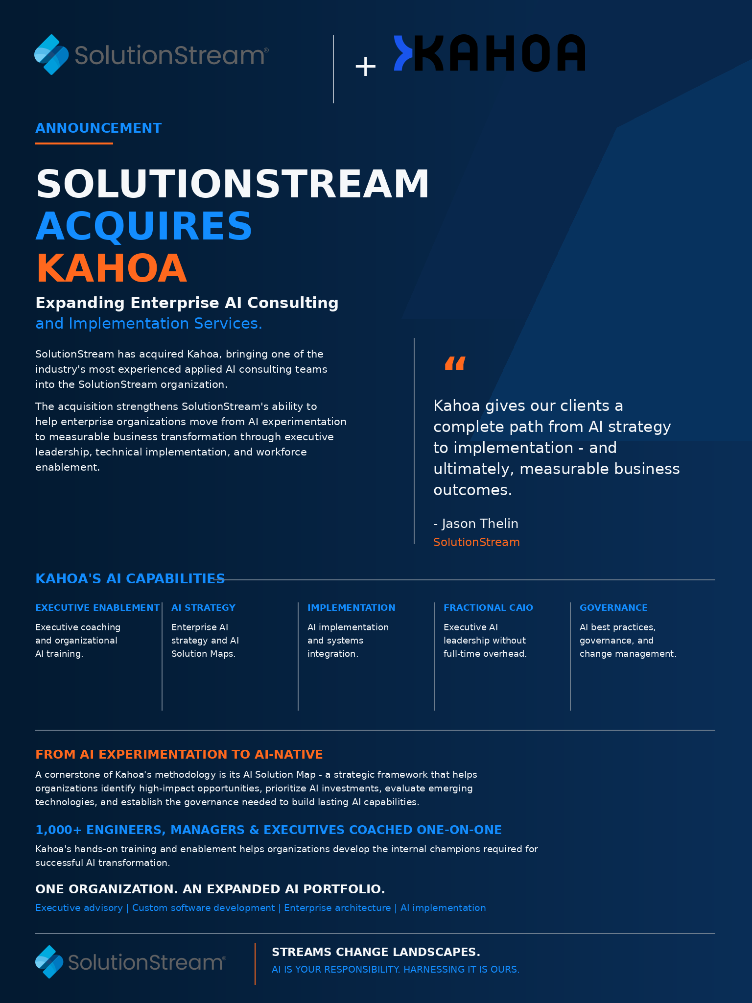 SolutionStream Acquires Kahoa to Expand Enterprise AI Consulting and Implementation Services