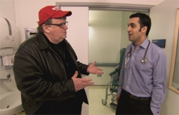 Michael Moore, Speaking with National Health Service Doctor in England in Sicko