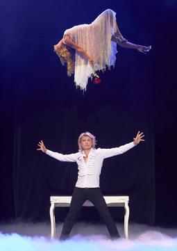 Hans Klok Levitating Pamela Anderson in "The Beauty of Magic"