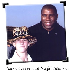 Magic Johnson and Aaron Carter at Dream Halloween Event LA Image