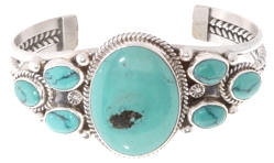 Sterling Silver 6-stone Turquoise Bracelet (Native American) Image