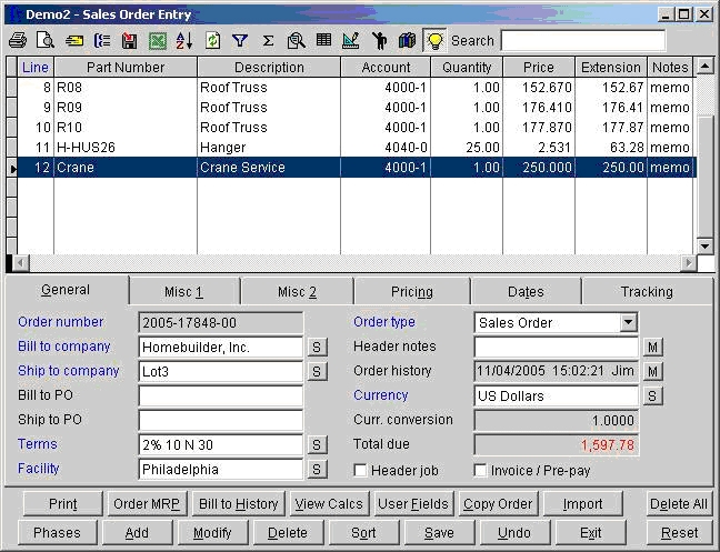DEACOM Order Processing Screenshot Image