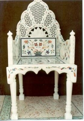 white marble with inlay chair Image