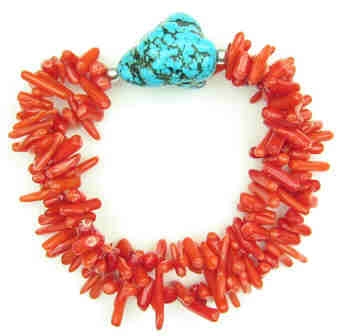turquoise & coral bracelet Image