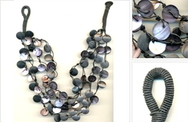 Black shell beaded fashion necklace Image