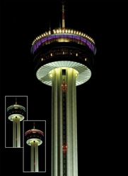 Act One's Energy-Efficient, Changeable-Color LED Lighting Accents the Exterior Look of the Landmark "Tower of the Americas" in San Antonio