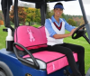 Unique Pink Golf Cart Seat Pad Promotes Fund Raising for Breast Cancer