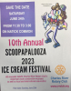 Charles River Rotary Scoopapalooza Ice Cream Festival  Hood, Ice Cream the Official Ice Cream; Saturday, June 24, 2023, 11:30- 3:00pm, Natick Common, Rt. 135