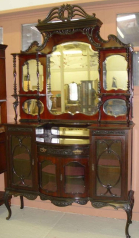 19c Victorian Mahogany Etagere mirror Console Antique Old