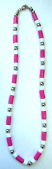 choker necklace wholesaler wholesale fashion necklace chokers with pink, white beads and pearl silve