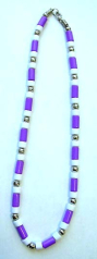 teen fashion jewelry, fashion teen beaded necklace with multi purple, white beads and pearl silver b