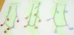 Warehouce catalog online wholesale Fashion anklet with triple circle chain hanging mini diamond shap