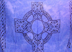 Wholesale Celtic kanga -blue sarong with Celtic knot work around Celtic cross center