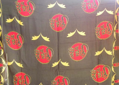 Wholesale oriental sarong-black rayon sarong with ancient mystic symbol and flying pattern